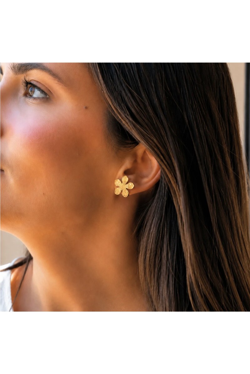 Pendientes Flor BlancaRomeo Oro