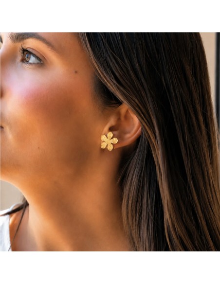 Pendientes Flor BlancaRomeo Oro