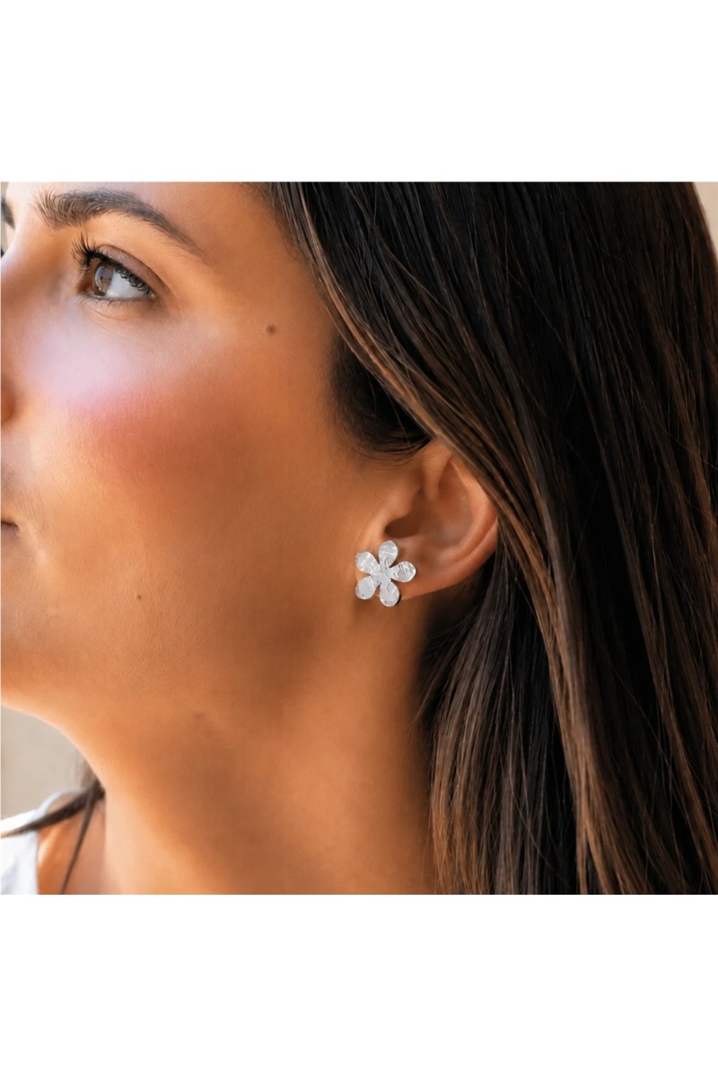 Pendientes Flor BlancaRomeo Plata
