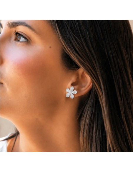 Pendientes Flor BlancaRomeo Plata