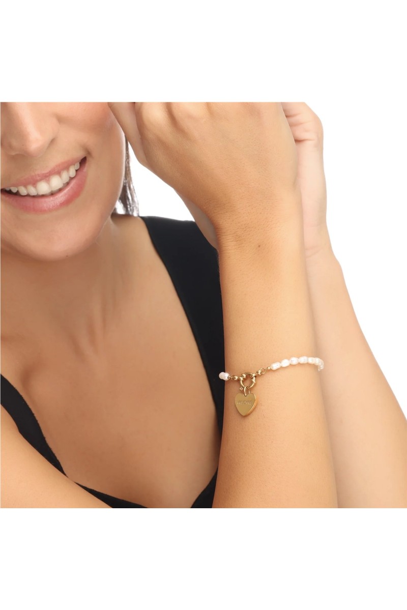 Pulsera Amor Perlas BlancaRomeo Oro
