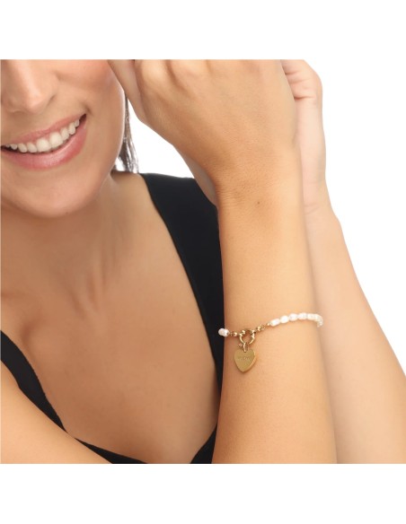 Pulsera Amor Perlas BlancaRomeo Oro