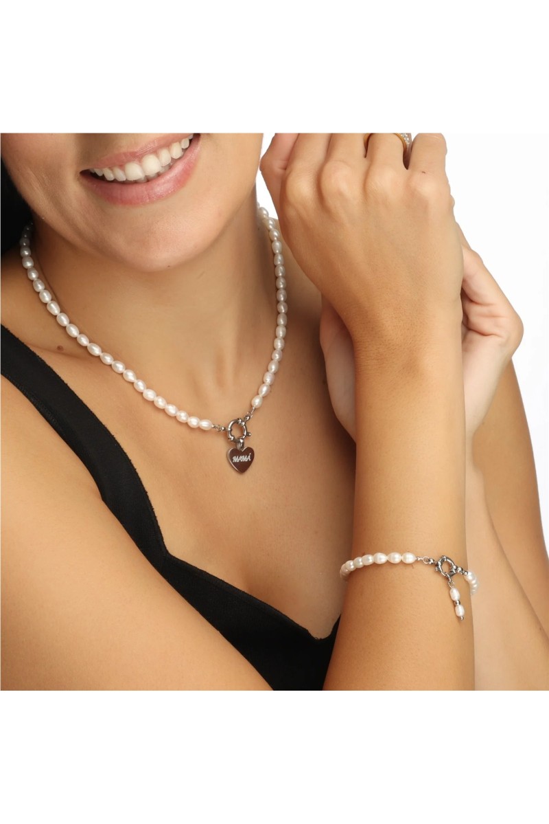 Pulsera Amor Perlas BlancaRomeo Plata