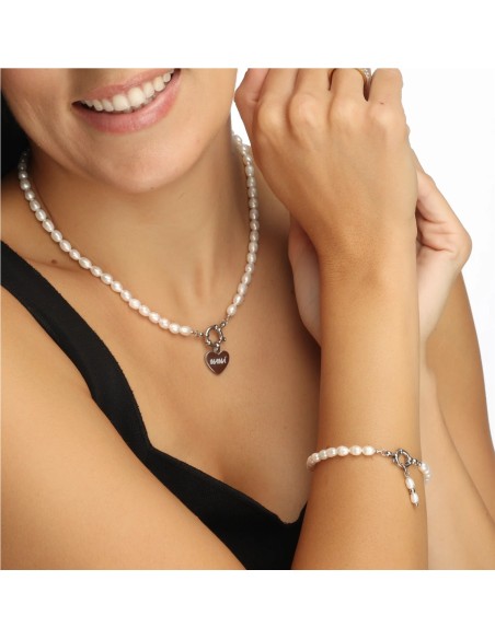 Pulsera Amor Perlas BlancaRomeo Plata